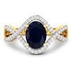 Image 3 : 14KT Yellow Gold 1.3ctw Blue Sapphire and Diamond Ring