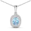 Image 1 : 14KT White Gold 0.96ct Aquamarine and Diamond Pendant with Chain