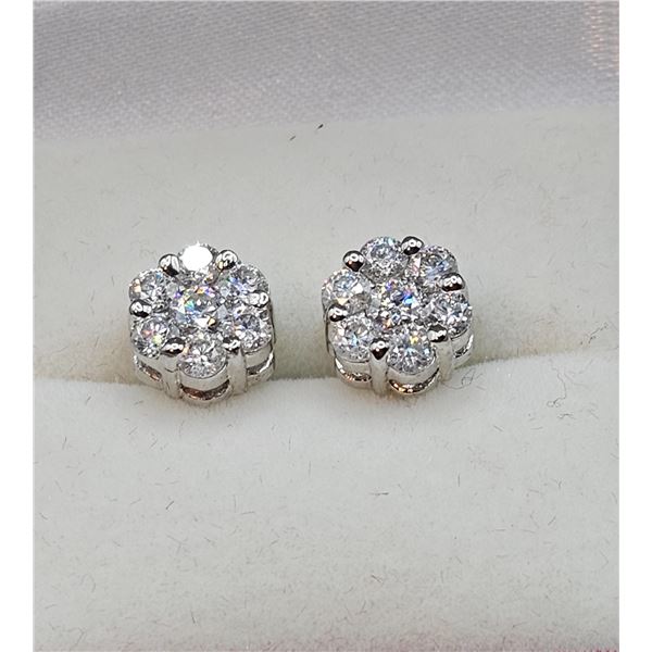 Dazzling 2.5ct VVs1 White E-F Fire Moissanite Cluster Earrings