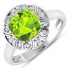 Image 1 : 14KT White Gold 2.02ctw Peridot and Diamond Ring