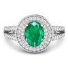 Image 3 : 14KT White Gold 1ctw Zambian Emerald and Diamond Ring