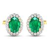 Image 2 : 14KT Yellow Gold 1.12ctw Zambian Emerald and Diamond Earrings