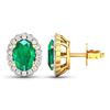 Image 4 : 14KT Yellow Gold 1.12ctw Zambian Emerald and Diamond Earrings