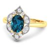Image 2 : 14KT Yellow Gold 1.1ctw London Blue Topaz and Diamond Ring