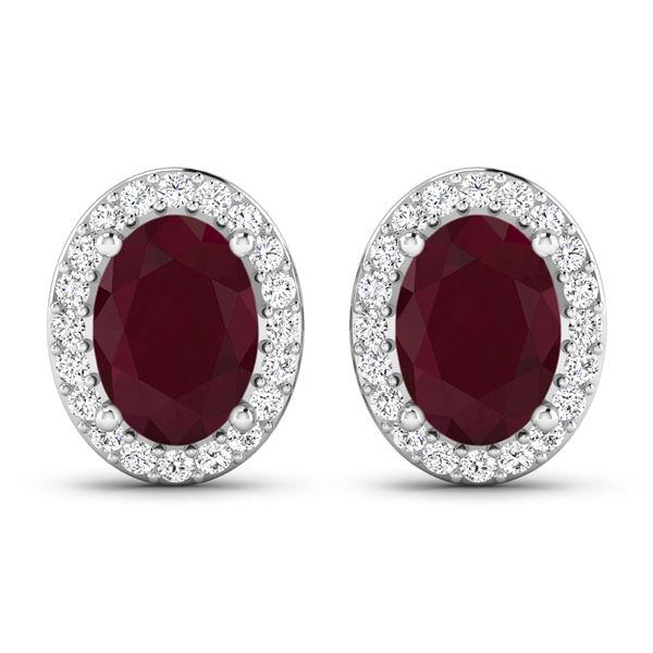 14KT White Gold 1.7ctw Ruby and Diamond Earrings