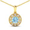 Image 1 : 14KT Yellow Gold 1.9ctw Aquamarine and Diamond Pendant