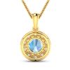 Image 2 : 14KT Yellow Gold 1.9ctw Aquamarine and Diamond Pendant