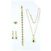 Image 4 : 18 Kt Yellow Gold Plate 4 Piece Simulated Emerald Jewelry Set