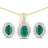Image 1 : Plated 18KT Yellow Gold 1.71ctw Dyed Emerald and White Topaz Jewelry Set