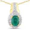 Image 2 : Plated 18KT Yellow Gold 1.71ctw Dyed Emerald and White Topaz Jewelry Set