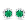 Image 2 : 14KT White Gold 1.36ctw Zambian Emerald and Diamond Earrings