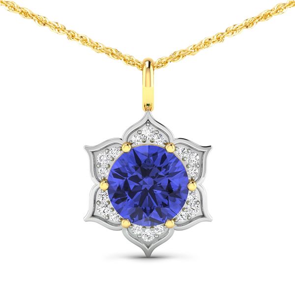 14KT Yellow Gold 2.02ctw Tanzanite and Diamond Pendant