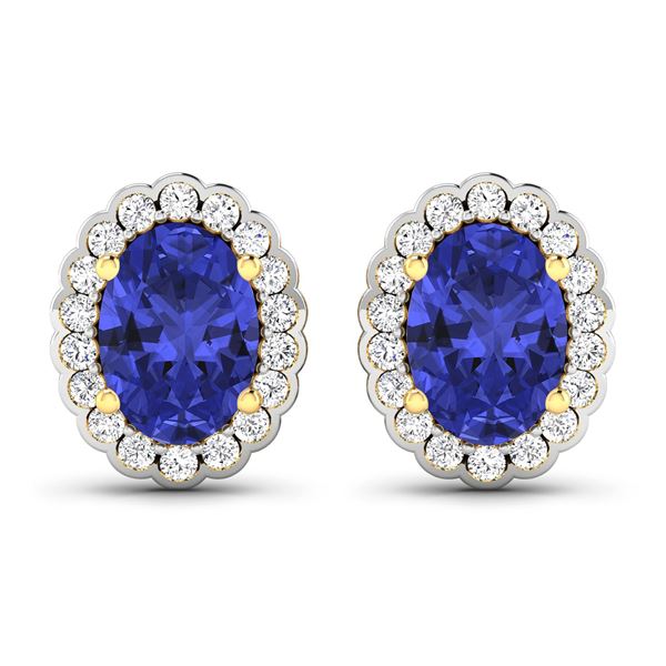 14KT Yellow Gold 1.24ctw Tanzanite and Diamond Earrings