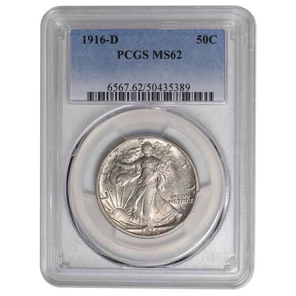 1916-D Walking Liberty Half Dollar PCGS MS62