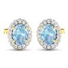 Image 2 : 14KT Yellow Gold 1.02ctw Aquamarine and Diamond Earrings