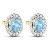 Image 3 : 14KT Yellow Gold 1.02ctw Aquamarine and Diamond Earrings