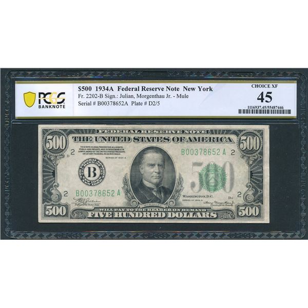 1934A $500 New York FRN PCGS 45
