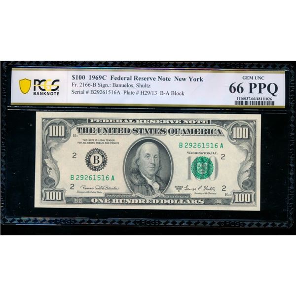 1969C $100 New York FRN PCGS 66PPQ
