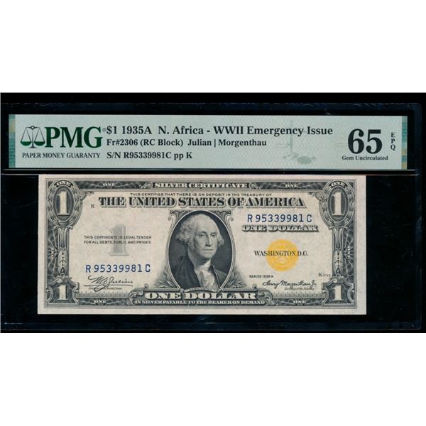 1935A $1 N Africa Silver Certificate PMG 65EPQ