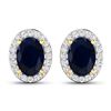 Image 1 : 14KT Yellow Gold 1.5ctw Blue Sapphire and Diamond Earrings