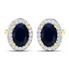 Image 2 : 14KT Yellow Gold 1.5ctw Blue Sapphire and Diamond Earrings