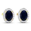 Image 3 : 14KT Yellow Gold 1.5ctw Blue Sapphire and Diamond Earrings