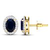 Image 4 : 14KT Yellow Gold 1.5ctw Blue Sapphire and Diamond Earrings