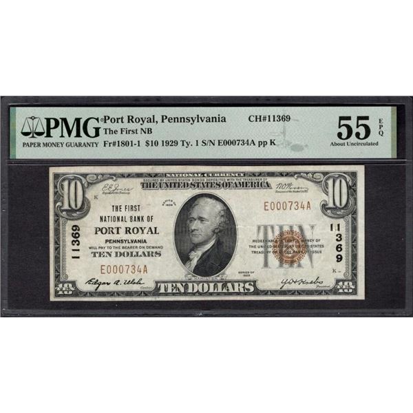 1929 $10 Port Royal PA National PMG 55EPQ
