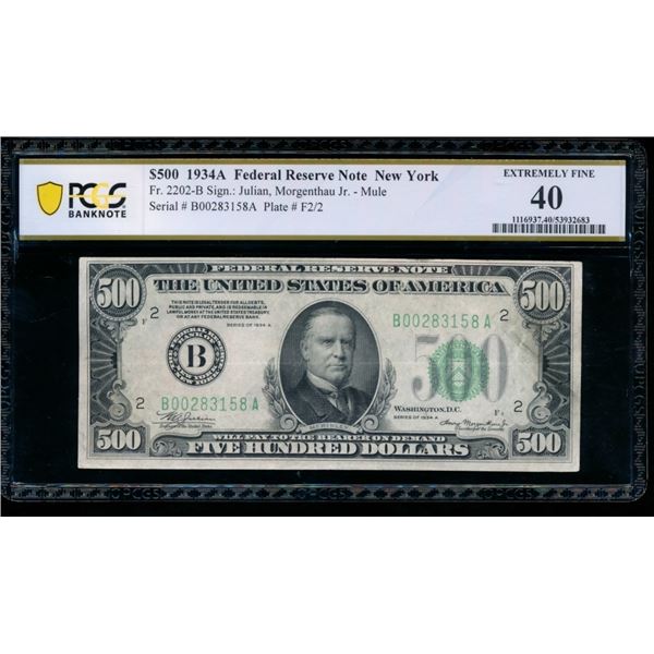 1934A $500 New York FRN PMG 40