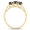 Image 2 : Plated 14KT Yellow Gold 0.99ctw Black Diamond Ring