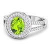Image 2 : 14KT White Gold 1.05ctw Peridot and Diamond Ring