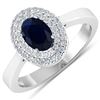 Image 2 : 14KT White Gold 0.90ct Blue Sapphire and Diamond Ring