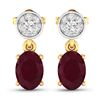 Image 1 : 14KT Yellow Gold 1.7ctw Ruby and Diamond Earrings