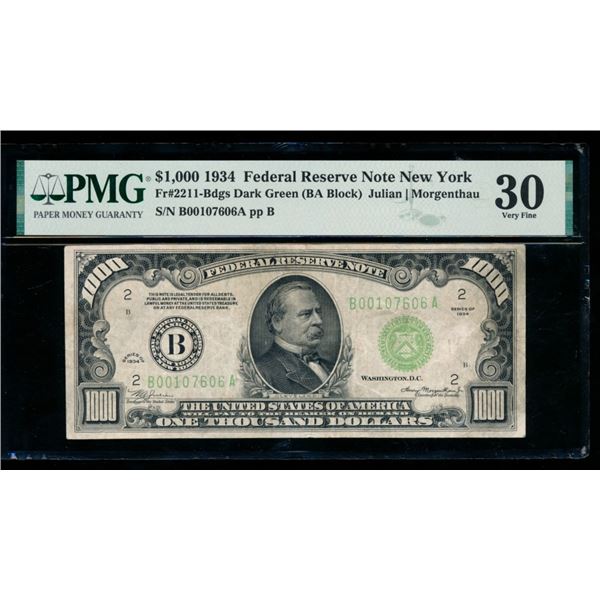 1934 $1000 New York FRN PMG 30