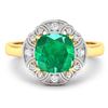 Image 3 : 14KT Yellow Gold 2.07ctw Zambian Emerald and Diamond Ring