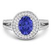 Image 3 : 14KT White Gold 1.09ctw Tanzanite and Diamond Ring