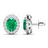 Image 4 : 14KT White Gold 2ctw Zambian Emerald and Diamond Earrings