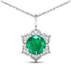 Image 1 : 14KT White Gold 1.8ctw Zambian Emerald and Diamond Pendant