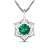 Image 2 : 14KT White Gold 1.8ctw Zambian Emerald and Diamond Pendant
