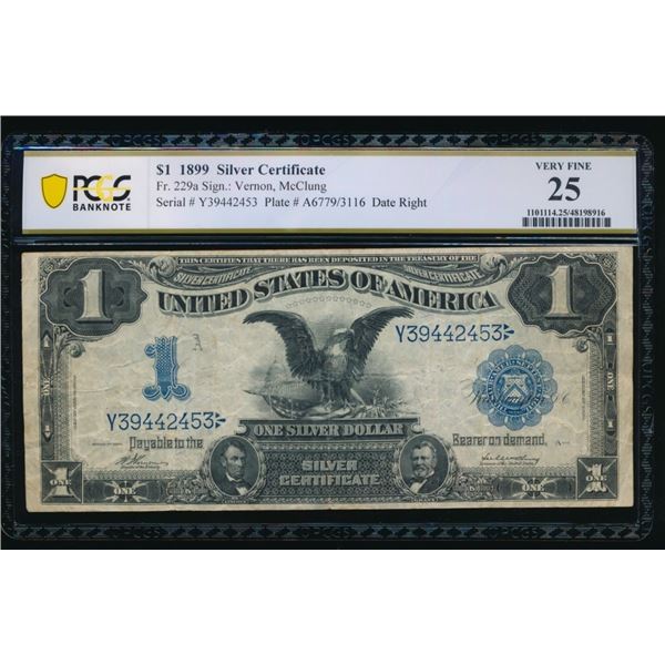 1899 $1 Black Eagle Silver Certificate PCGS 25