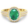 Image 2 : 14KT Yellow Gold 1.53ct Zambian Emerald and Diamond Ring
