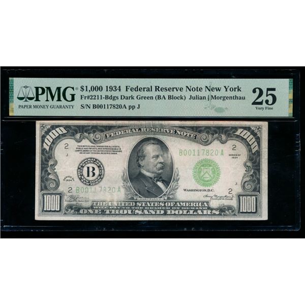1934 $1000 New York FRN PMG 25