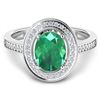 Image 2 : 14KT White Gold 1.53ctw Zambian Emerald and Diamond Ring