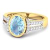 Image 2 : 14KT Yellow Gold 1.28ctw Aquamarine and Diamond Ring