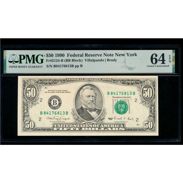 1990 $50 New York FRN PMG 64EPQ