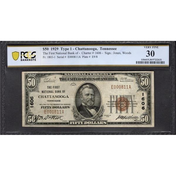 1929 $50 Chattanooga TN National PCGS 30