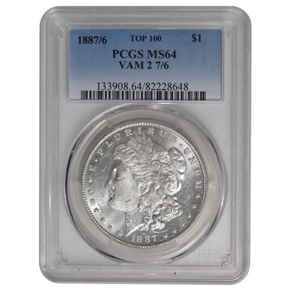 1887/6 $1 Morgan Silver Dollar PCGS MS64