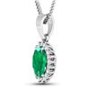 Image 2 : 14KT White Gold 1.1ctw Zambian Emerald and Diamond Pendant