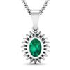 Image 3 : 14KT White Gold 1.1ctw Zambian Emerald and Diamond Pendant