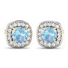 Image 2 : 14KT Yellow Gold 1.5ctw Aquamarine and Diamond Earrings